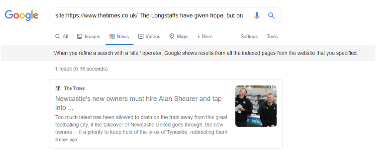 example of google indexing content from structured data.